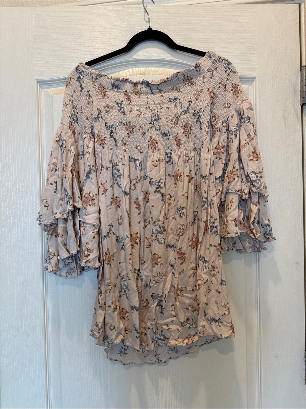 ILLA ILLA Dusty Blush Floral Off-Shoulder Smocked Top